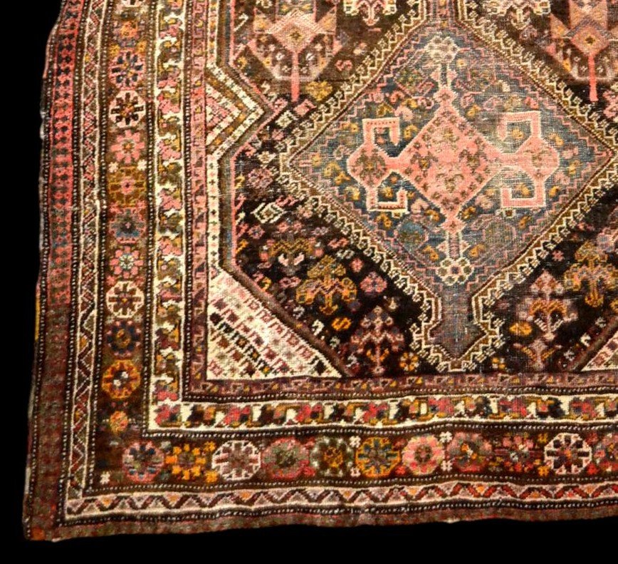 Carpet Gashghaï, Iran, Wool On Wool, 136 Cm X 201 Cm, XIXth Century, Superb-photo-2