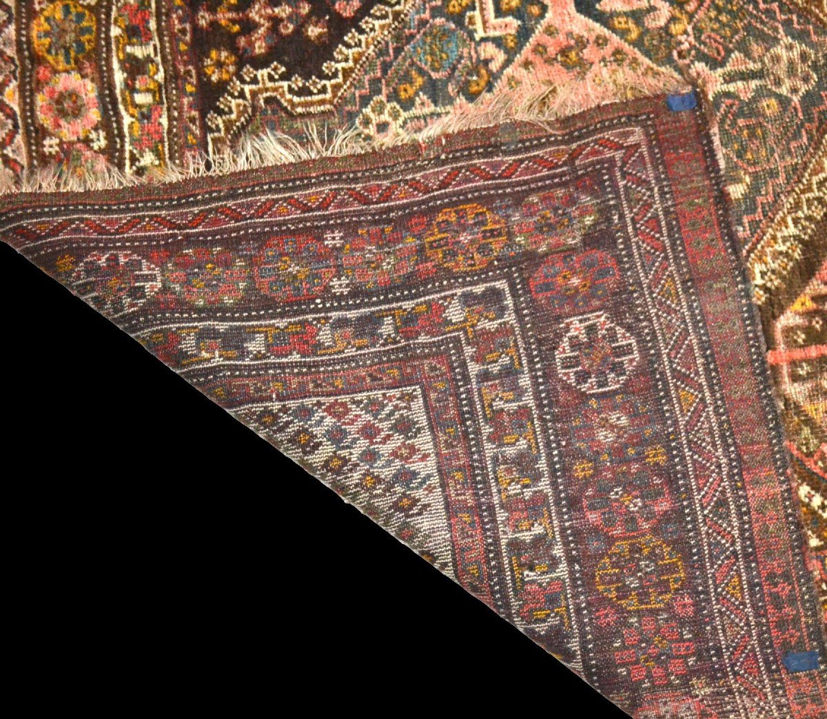 Carpet Gashghaï, Iran, Wool On Wool, 136 Cm X 201 Cm, XIXth Century, Superb-photo-6