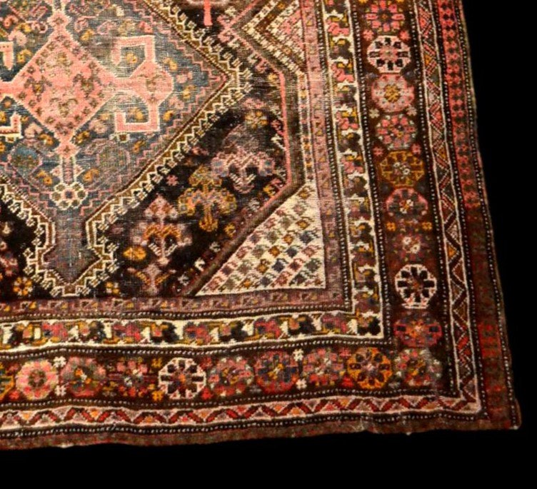 Carpet Gashghaï, Iran, Wool On Wool, 136 Cm X 201 Cm, XIXth Century, Superb-photo-3