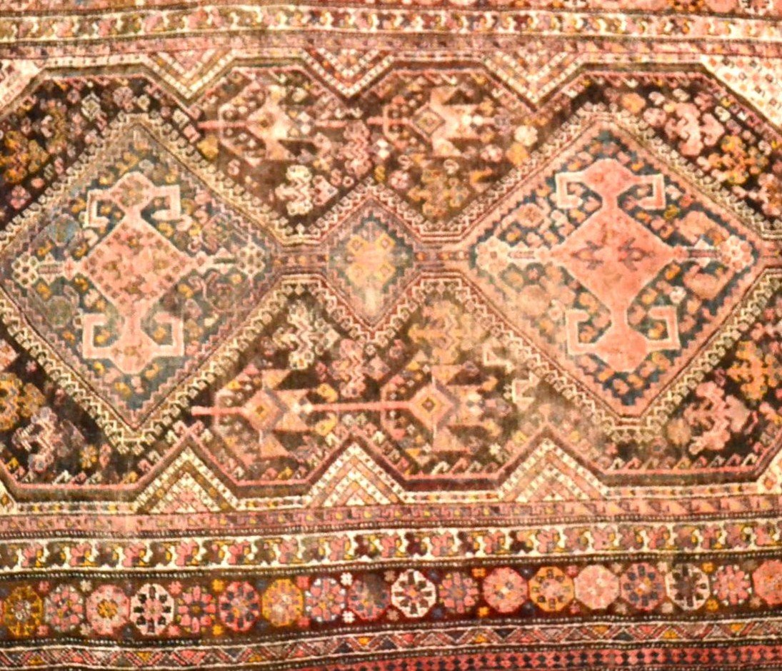 Carpet Gashghaï, Iran, Wool On Wool, 136 Cm X 201 Cm, XIXth Century, Superb-photo-5