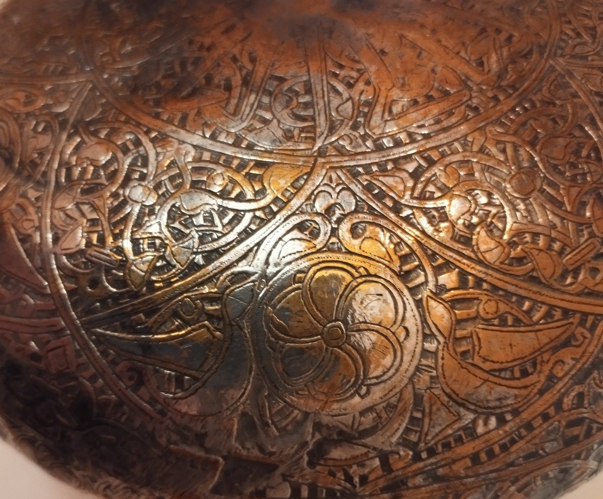 Tâs,  Copper, Engraved, Iran, Fars, XIV Century, Extremely Rare-photo-3