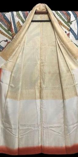Kimono Tsumugi In Hand Painted Silk, Silk Lined, Japan, 1960, Very Good Condition-photo-3