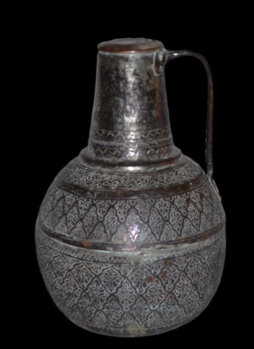 Grande cruche en cuivre étamé, Perse , fin du XVIIIème Siècle/ début du XIXème-photo-4