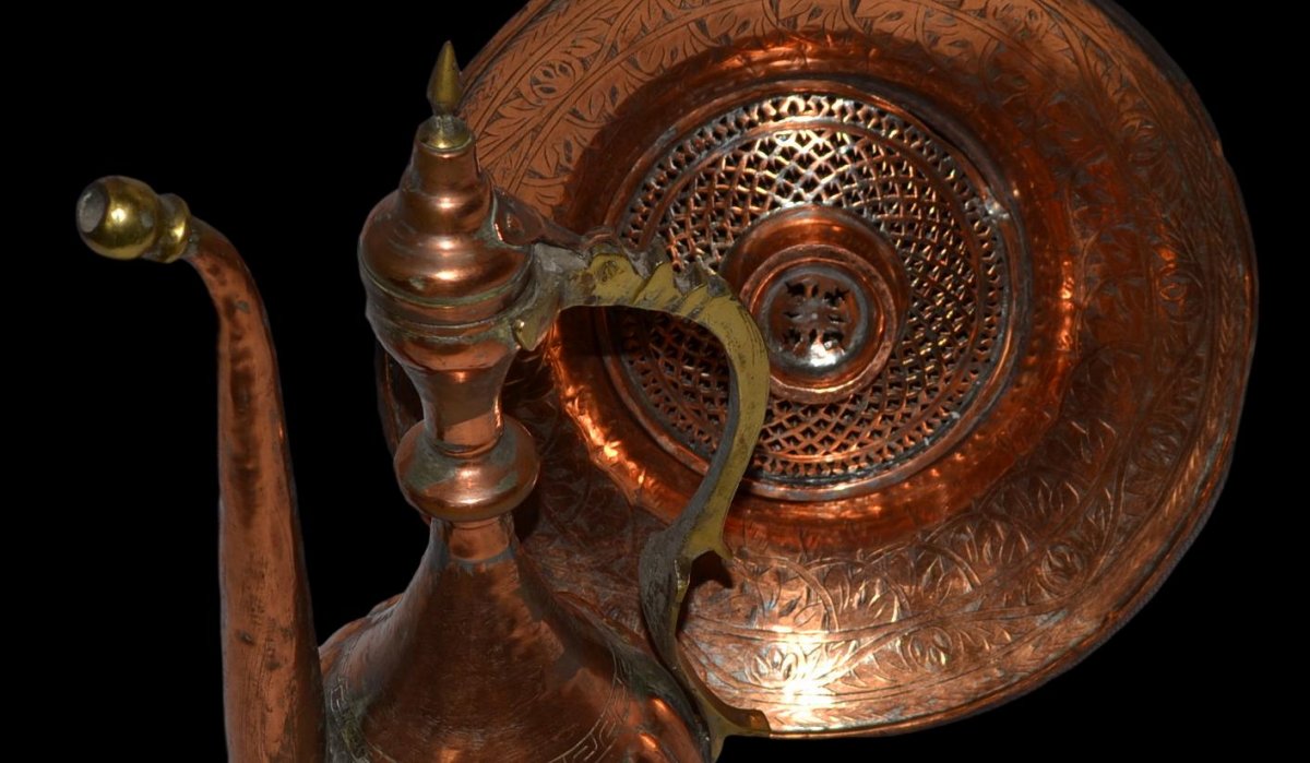 Ewer And Its Basin, Chiseled Copper, Ottoman Empire, End Of XIXth Century, Superb Condition-photo-5