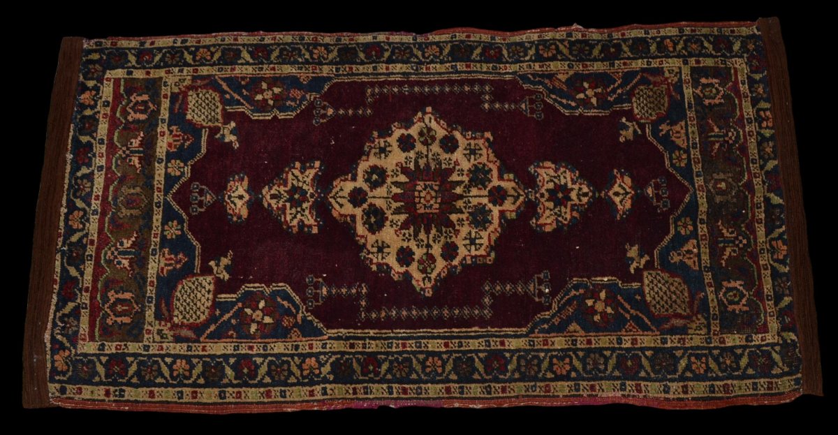 Tapis Hereké ancien, Turquie, 55 cm x 102 cm, Laine nouée main, Milieu du XIXème Siècle-photo-2