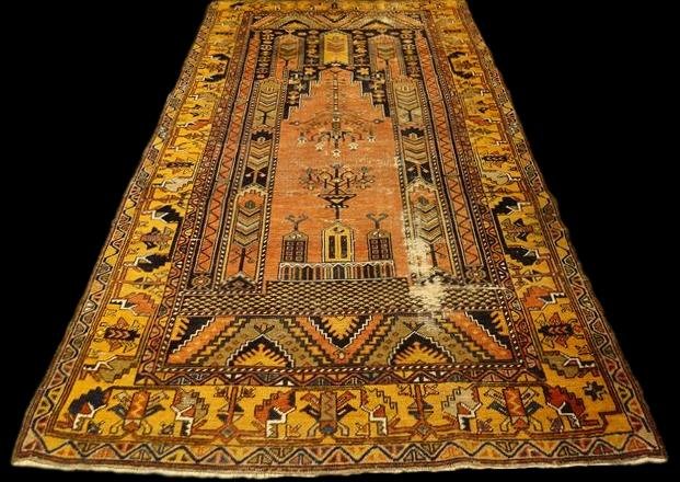 Yahyali Carpet Of Ancient Prayer, 118 Cm X 228 Cm, Anatolia, Turkey, Beginning Of XXth Century-photo-2