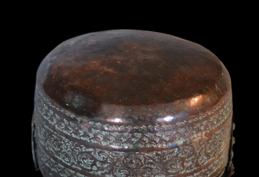 Engraved Red Copper Cauldron, Iran, Persia, Beginning Of XIXth Century-photo-3