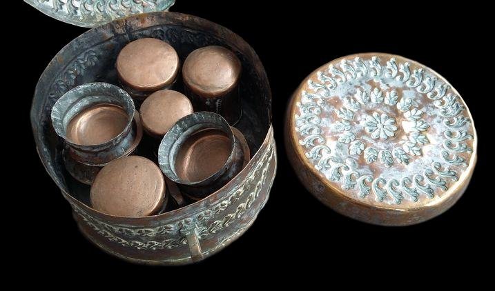 Complete Copper Betel Box, North India, End Of XIXth Century-photo-3