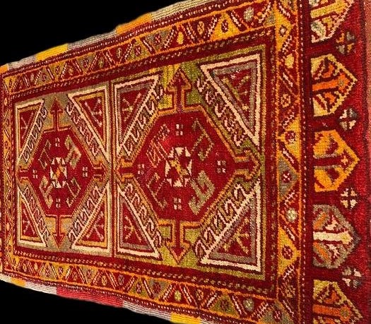 Tapis Anatolien ancien, 59 x 102 cm, laine sur laine noué main en Turquie, milieu XXème siècle-photo-3