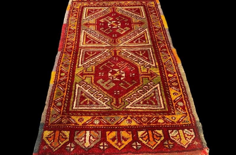 Tapis Anatolien ancien, Turquie, 59 cm x 102 cm, laine sur laine, milieu du XXème siècle-photo-2