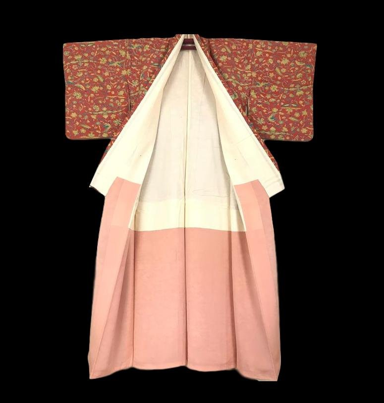 Tsumugi Kimono For Women In Silk, Japan, 1960, Very Good Condition-photo-2