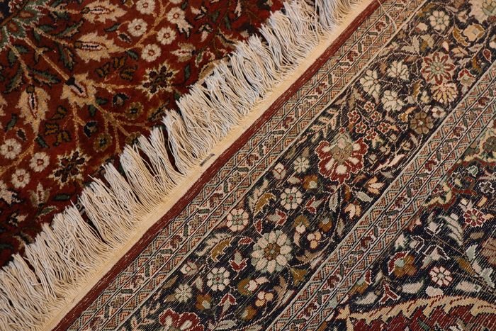 Tapis du Cachemire ancien, Soie, 125 cm x 182 cm, Vers 1950, en bel état et superbe Patine-photo-6