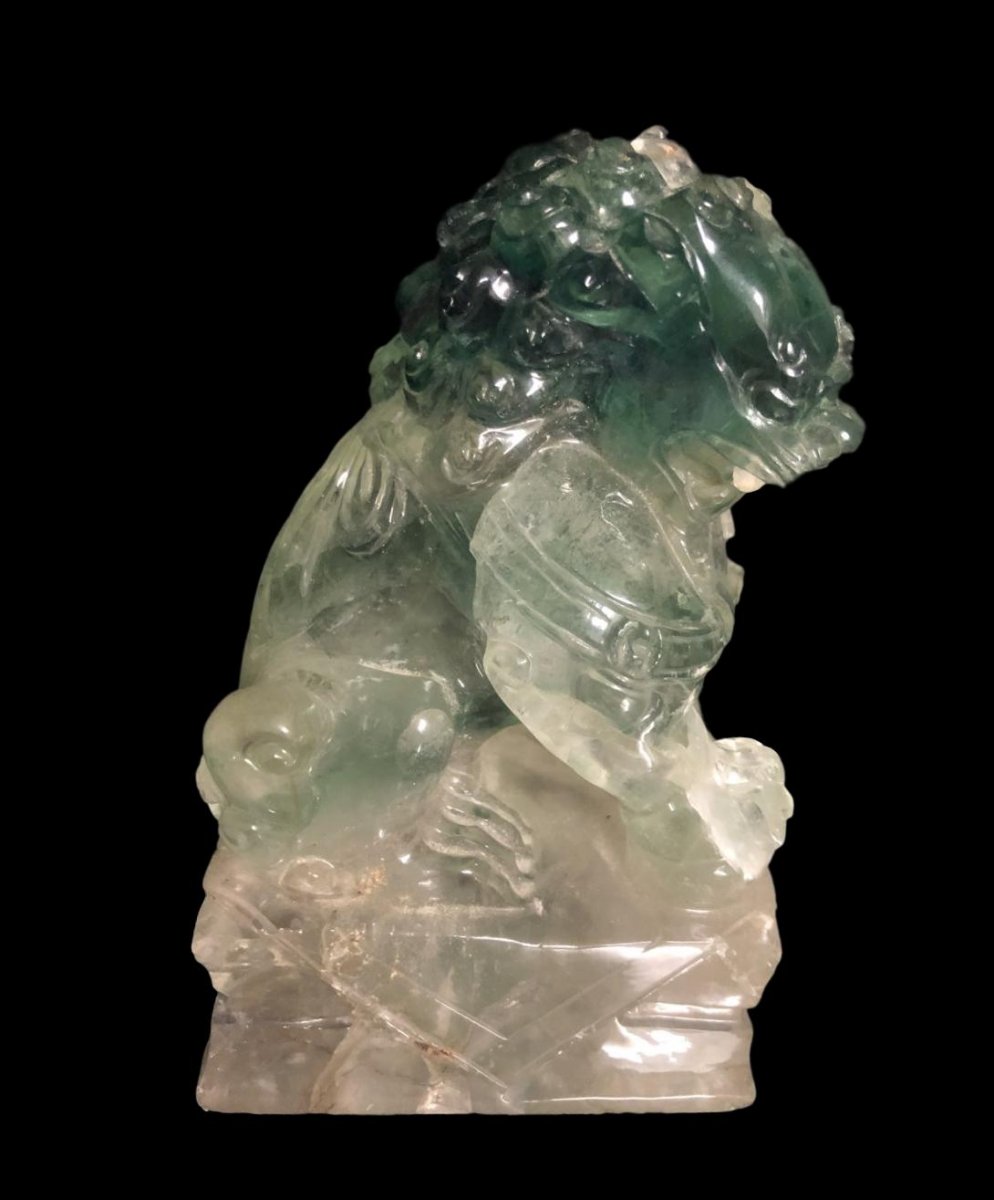 Pair Of Dogs Of Fô Or Shi In Rock Crystal, China, Late XIX, Very Early XX-photo-3