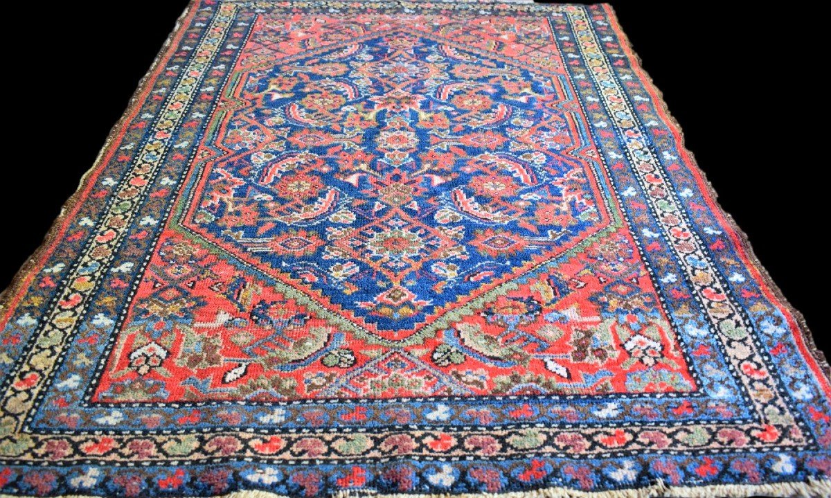 Tapis de Guéridon en Laine , France vers 1900,  Très Bon état et couleurs fraiches-photo-3