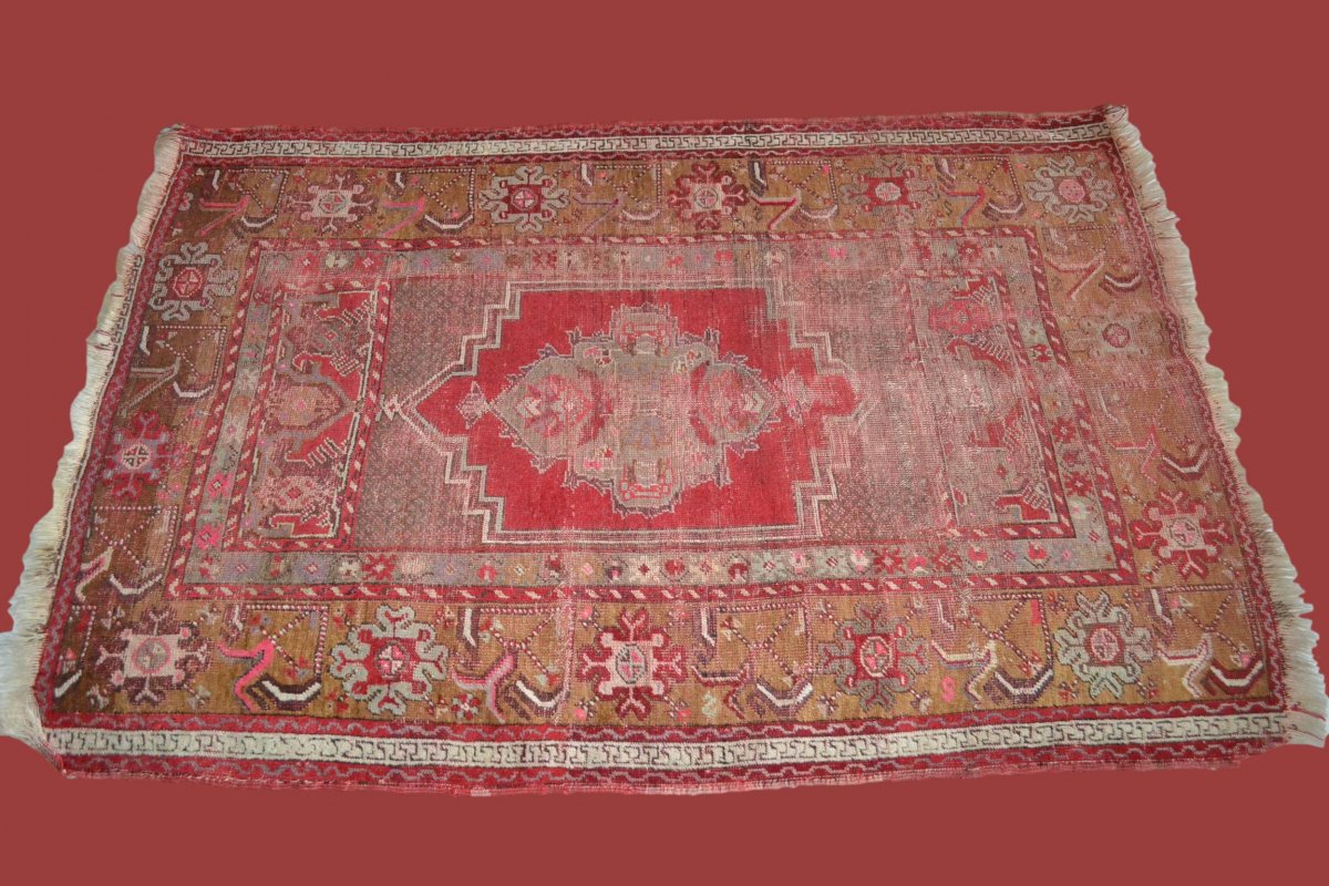 Old Kiz Bergama Rug, Anatolia, 105 Cm X 162 Cm, Wool On Wool, Late 19th, Early 20th-photo-2