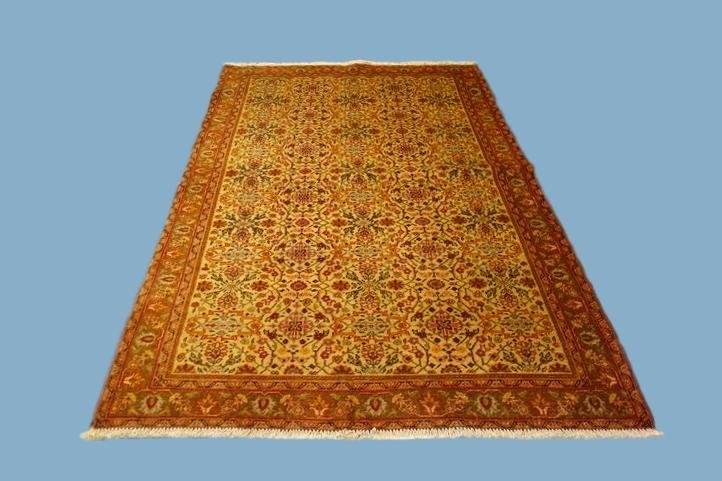 Tapis Persan Yezd, 122 cm x 192 cm, Iran, laine nouée main, vers 1970 en très bel état-photo-6