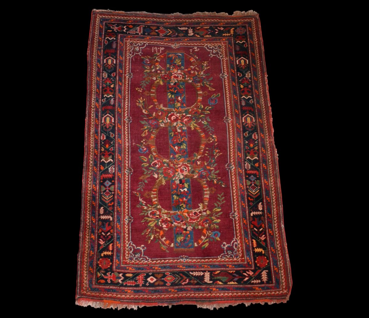 Old Karabagh Rug, Dated 1910, Signed, 118 Cm X 186 Cm, Hand Knotted In Wool On Wool-photo-2