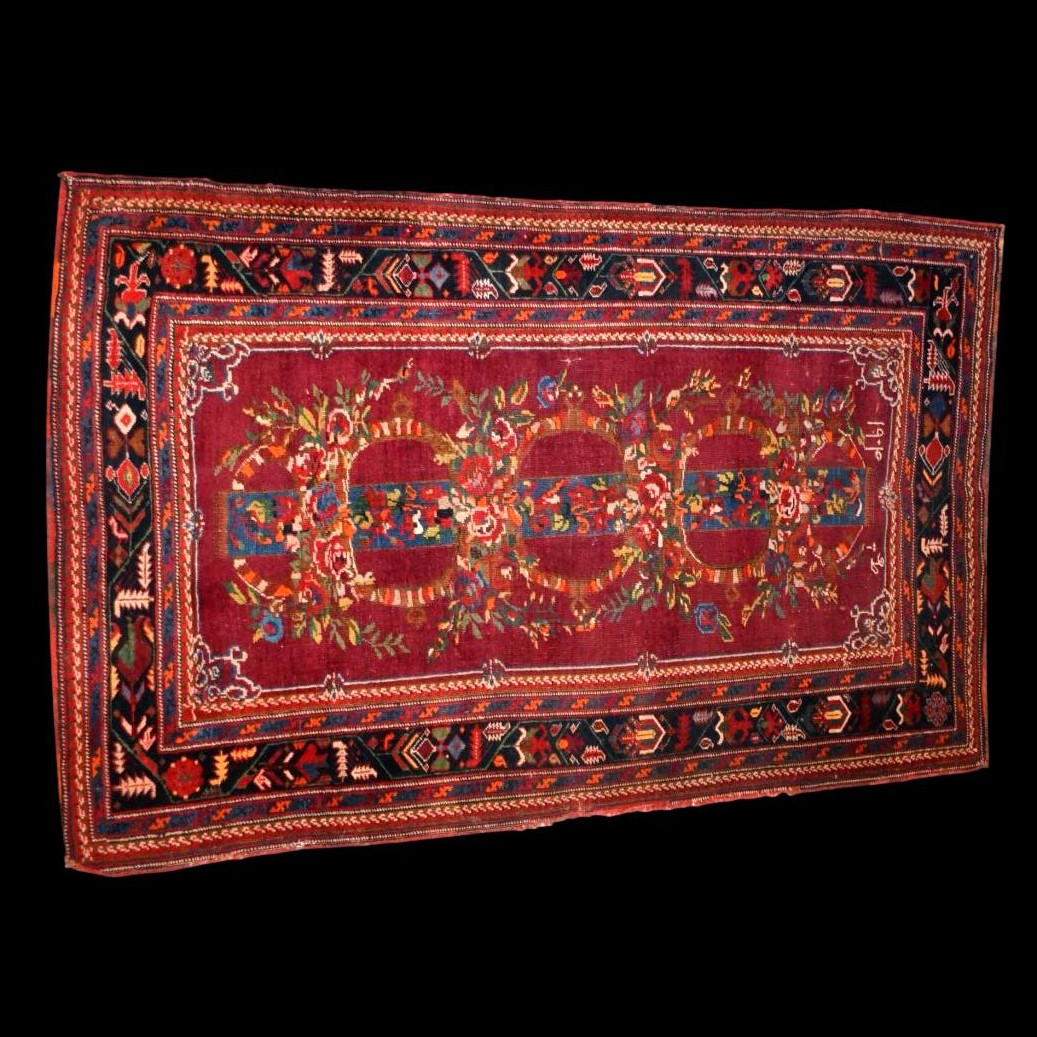 Tapis Karabagh ancien, Caucase, daté 1910, signé, 118 cm x 186 cm, noué main en laine sur laine-photo-3