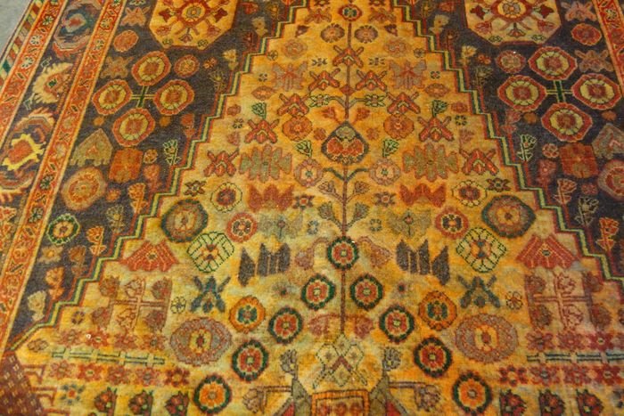 Tapis Persan Yezd, 102 cm x 150 cm, Iran, laine nouée main, vers 1970, Très bel état-photo-4