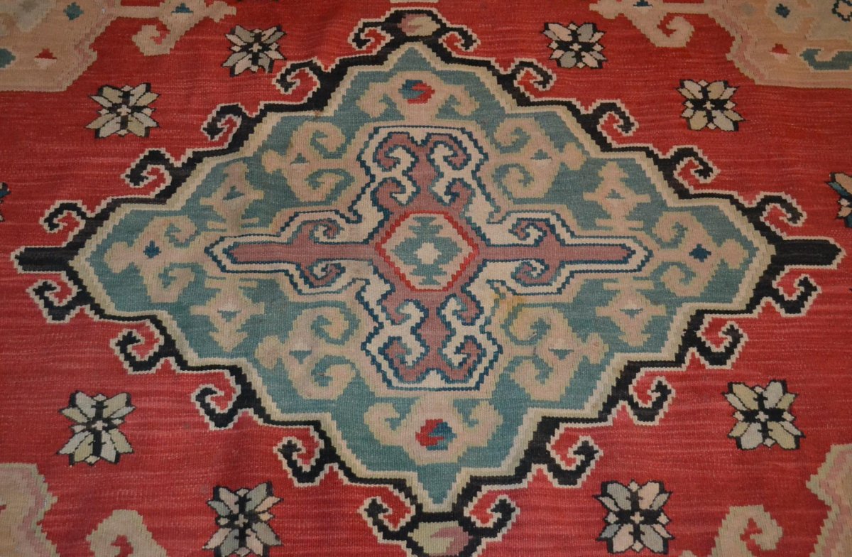 Important Kilim ancien, 178 cm x 258 cm, laine, première partie du XXème Siècle, Très bel état-photo-2