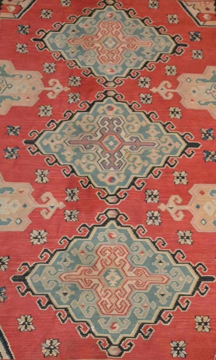 Important Kilim ancien, 178 cm x 258 cm, laine, première partie du XXème Siècle, Très bel état-photo-6