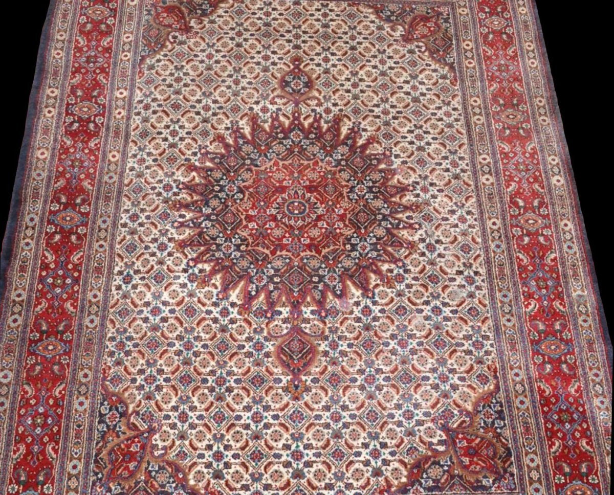 Persian Rug Moud Mahi, Iran, 214 Cm X 310 Cm, Hand-knotted Wool, Circa 1980, Superb Condition-photo-1