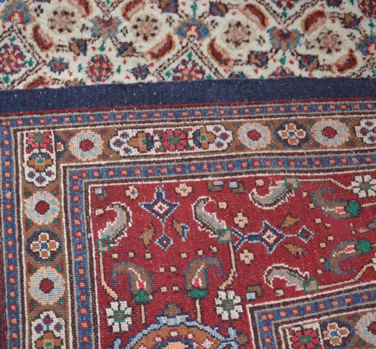 Persian Rug Moud Mahi, Iran, 214 Cm X 310 Cm, Hand-knotted Wool, Circa 1980, Superb Condition-photo-5