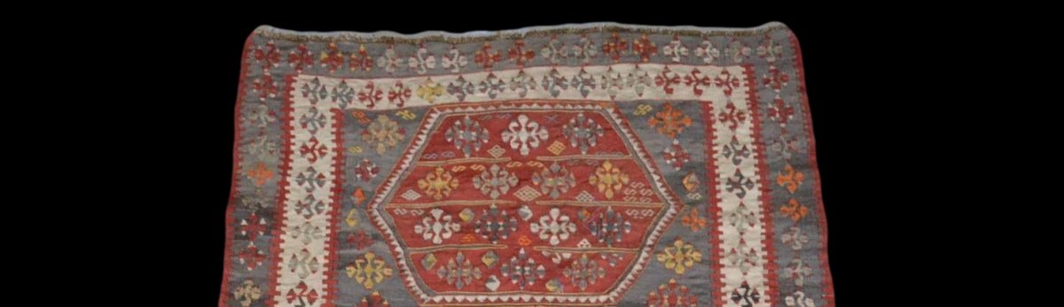 Kilim Ancien, Anatolie, 126 cm x 190 cm, laine, milieu du XXème Siècle-photo-2