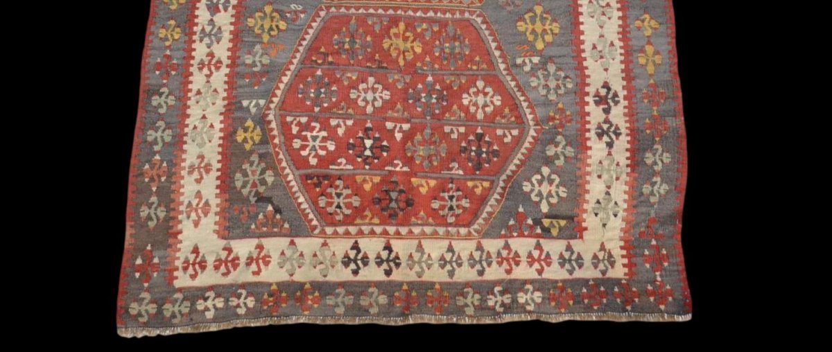 Kilim Ancien, Anatolie, 126 cm x 190 cm, laine, milieu du XXème Siècle-photo-4