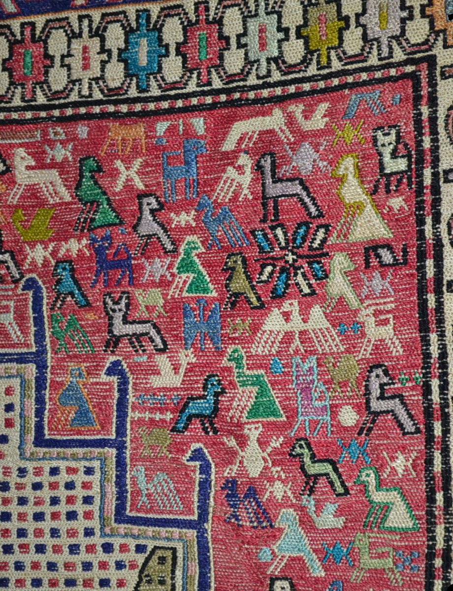 Kilim Soumak, Azerbaïdjan Iranien, 112 cm x 203 cm, noué main, 10 ans tout au plus !-photo-1