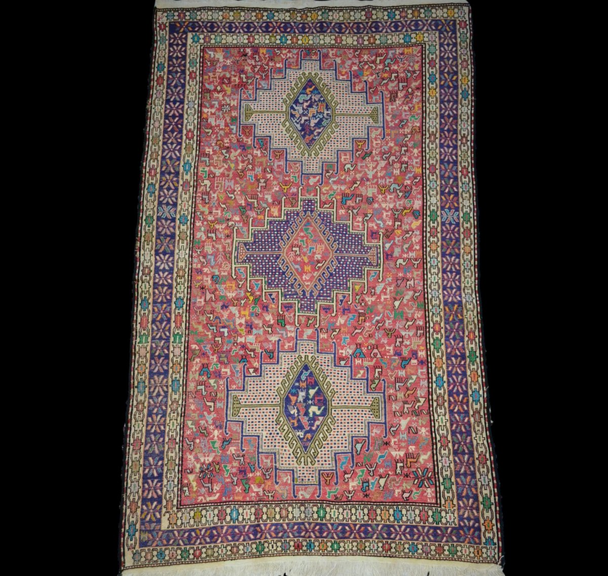 Kilim Soumak, Azerbaïdjan Iranien, 112 cm x 203 cm, noué main, 10 ans tout au plus !