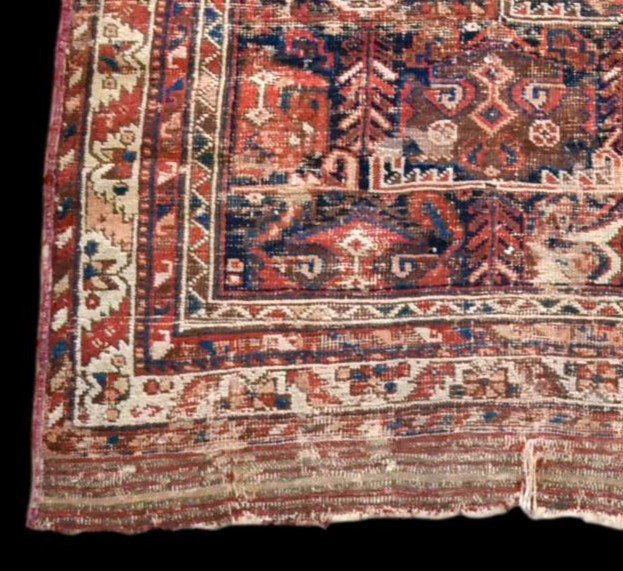 Tapis Persan Bakhtiar ancien, 125 cm x 170 cm, laine nouée main, XIXème siècle-photo-4
