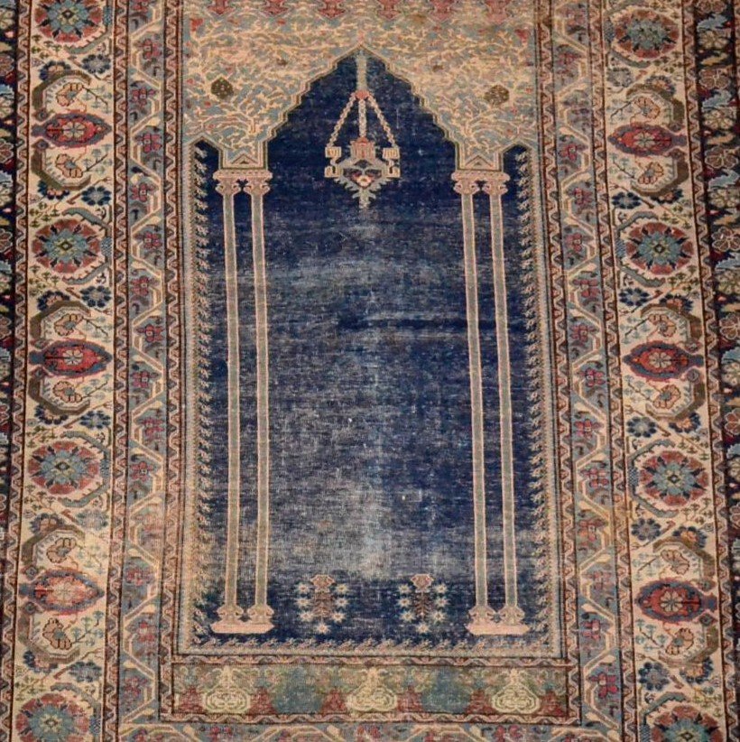 Tapis de prière à  tulipes et colonnes géminées, Ladik, Turquie, XIXème siècle-photo-1