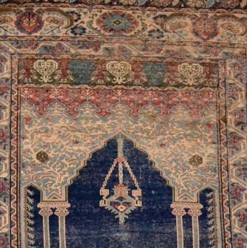 Tapis de prière à  tulipes et colonnes géminées, Ladik, Turquie, XIXème siècle-photo-4