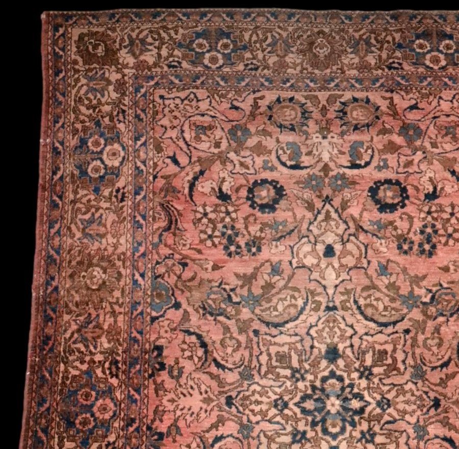 Old Persian Isfahan Rug, 19th Century, 142 Cm X 212 Cm, Iran, Wool And Silk, Good Condition-photo-3