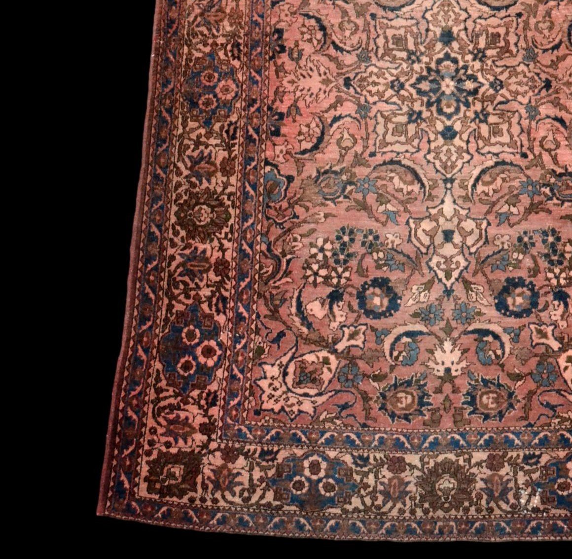 Old Persian Isfahan Rug, 19th Century, 142 Cm X 212 Cm, Iran, Wool And Silk, Good Condition-photo-2