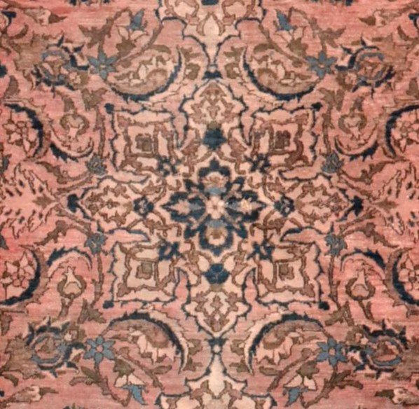 Tapis Persan Ispahan ancien, XIXème,142 cm x 212 cm, Iran,  laine et soie, très bel état-photo-5