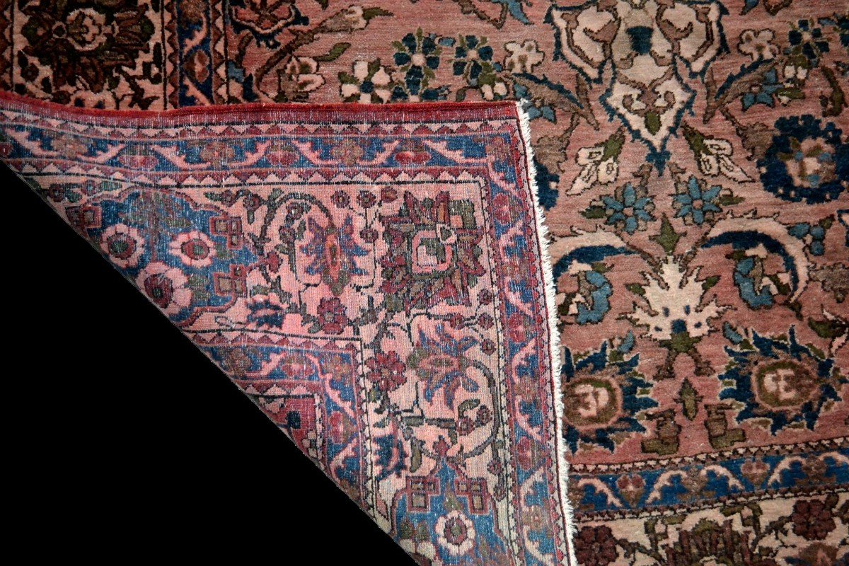 Tapis Persan Ispahan ancien, XIXème,142 cm x 212 cm, Iran,  laine et soie, très bel état-photo-6