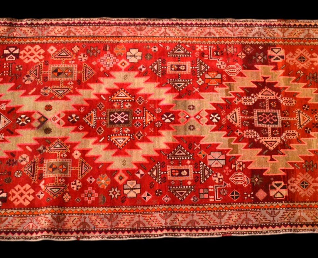 Caucasian Gallery, 123 Cm X 303 Cm, Wool On Hand-knotted Wool, Armenia, Very Good Condition-photo-5