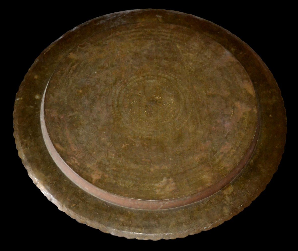 Important Tea Tray, South China, Yellow Copper, First Part Of The 20th Century-photo-2