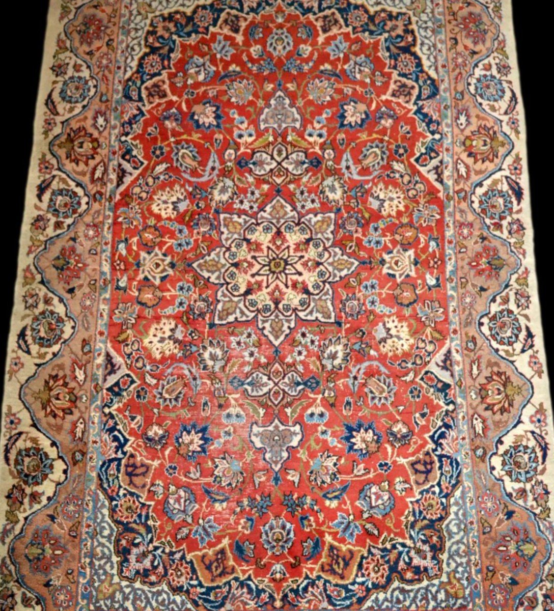 Tapis Ispahan ancien, Iran, 151 cm x 254 cm, laine Kork nouée main 1890/1900 en très bon état-photo-1