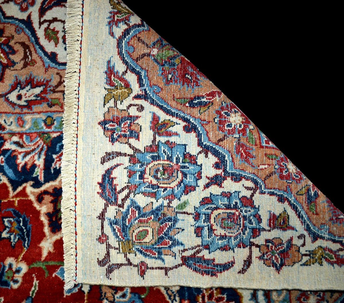 Old Isfahan Rug, Iran, 151 Cm X 254 Cm, Hand-knotted Kork Wool 1890/1900 In Very Good Condition-photo-5