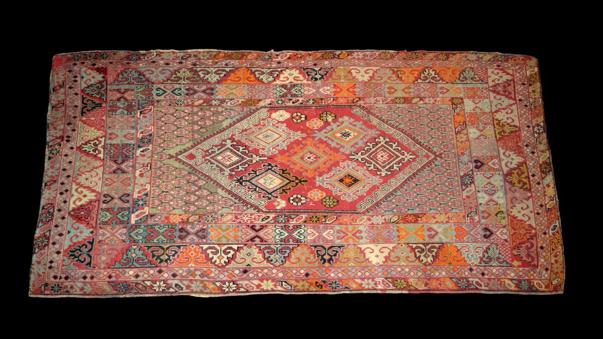 Old Zerbiya Carpet, Rabat, Morocco, 142 Cm X 290 Cm, Mid-19th Century, Extremely Rare-photo-2