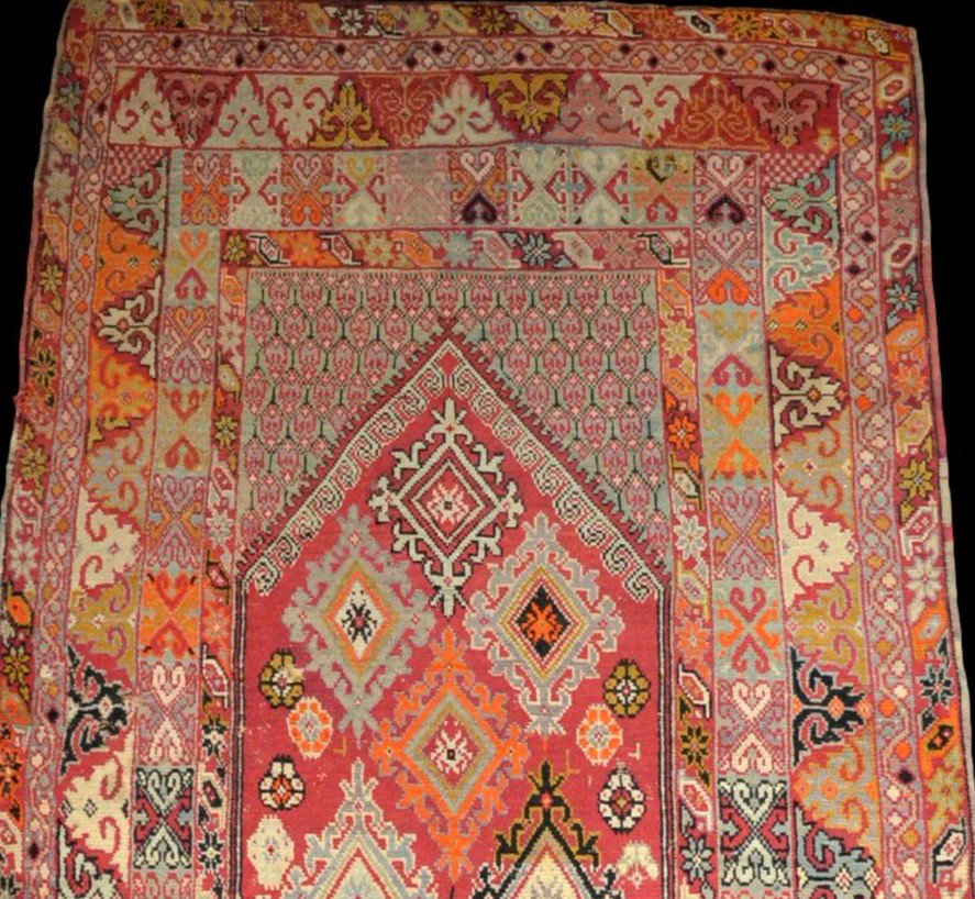 Old Zerbiya Carpet, Rabat, Morocco, 142 Cm X 290 Cm, Mid-19th Century, Extremely Rare-photo-4