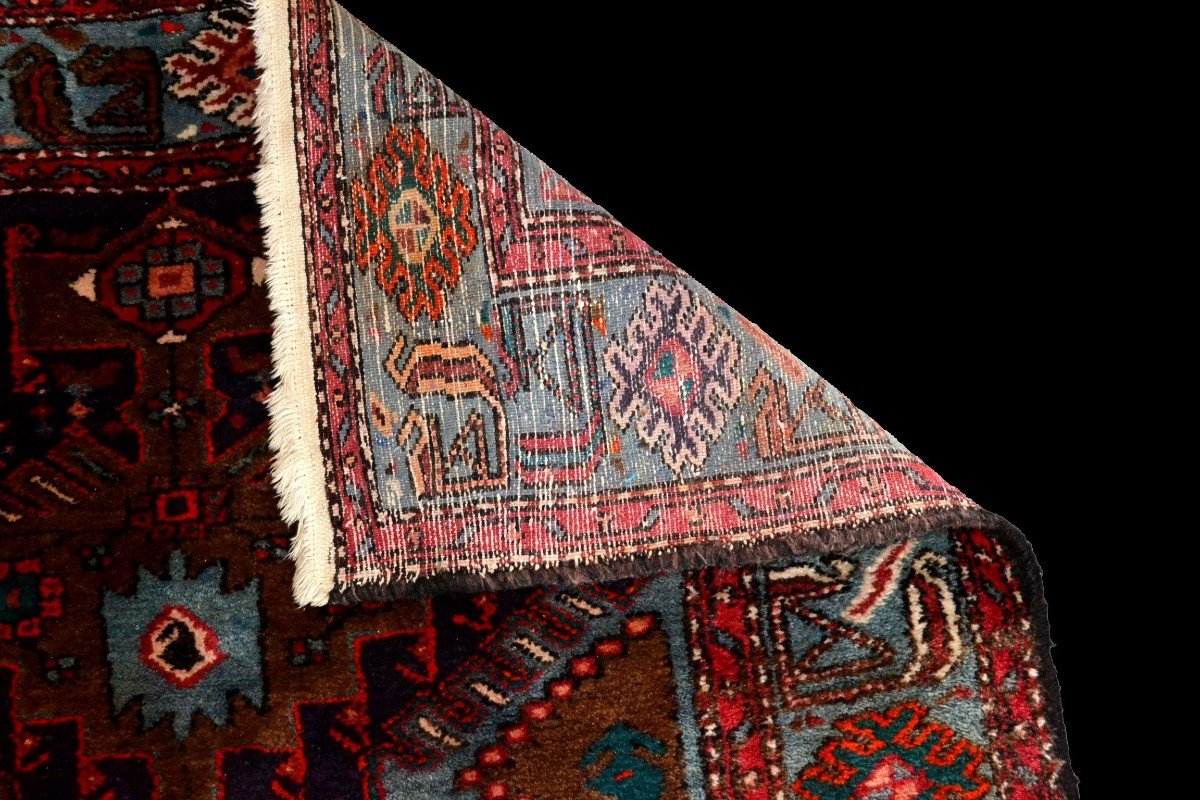 Tapis Persan Zanjan, 118 cm x 212 cm, laine nouée main, Iran, vers 1980 en parfait état-photo-6