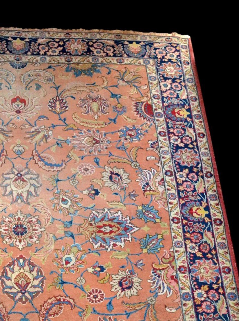 Tapis persan Tabriz ancien, 1920-1930, Iran, 252 cm x 334 cm, laine nouée main, magnifique-photo-1