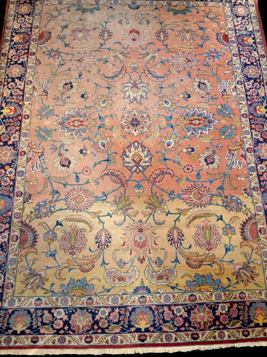 Tapis persan Tabriz ancien, 1920-1930, Iran, 252 cm x 334 cm, laine nouée main, magnifique-photo-2