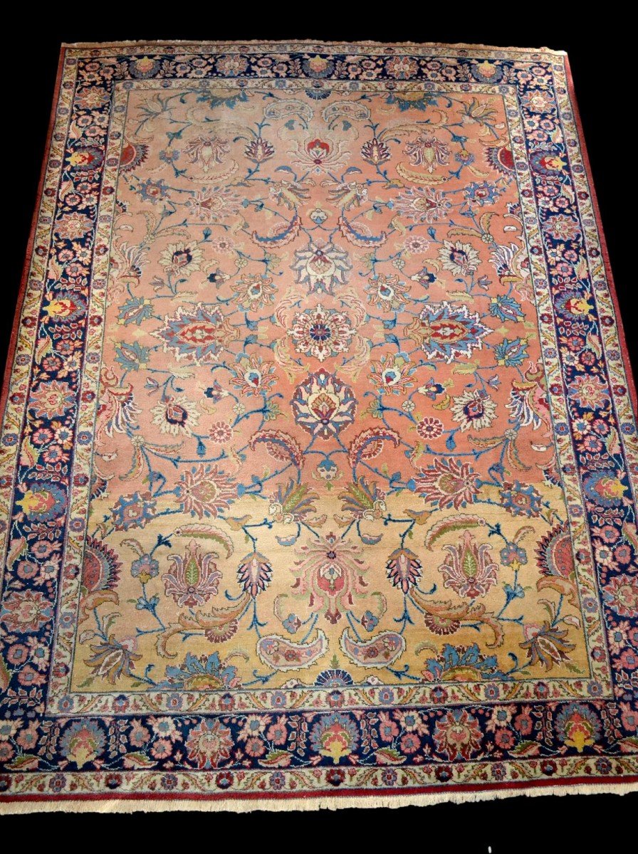 Tapis persan Tabriz ancien, 1920-1930, Iran, 252 cm x 334 cm, laine nouée main, magnifique