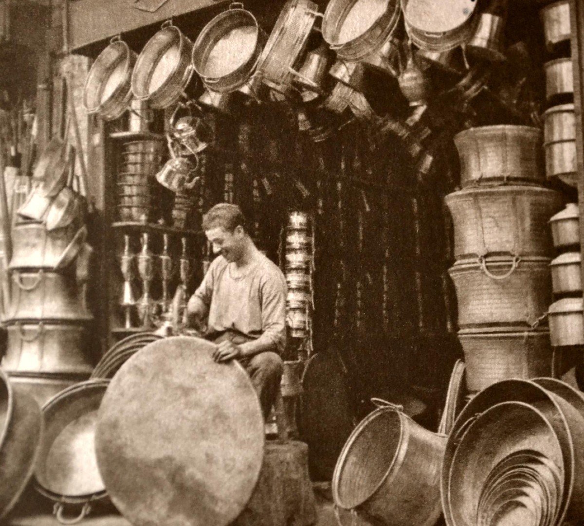 Sernij, pot à lait ou crème, cuivre rouge et jaune, Azerbaïdjan, XIXème siècle-photo-8