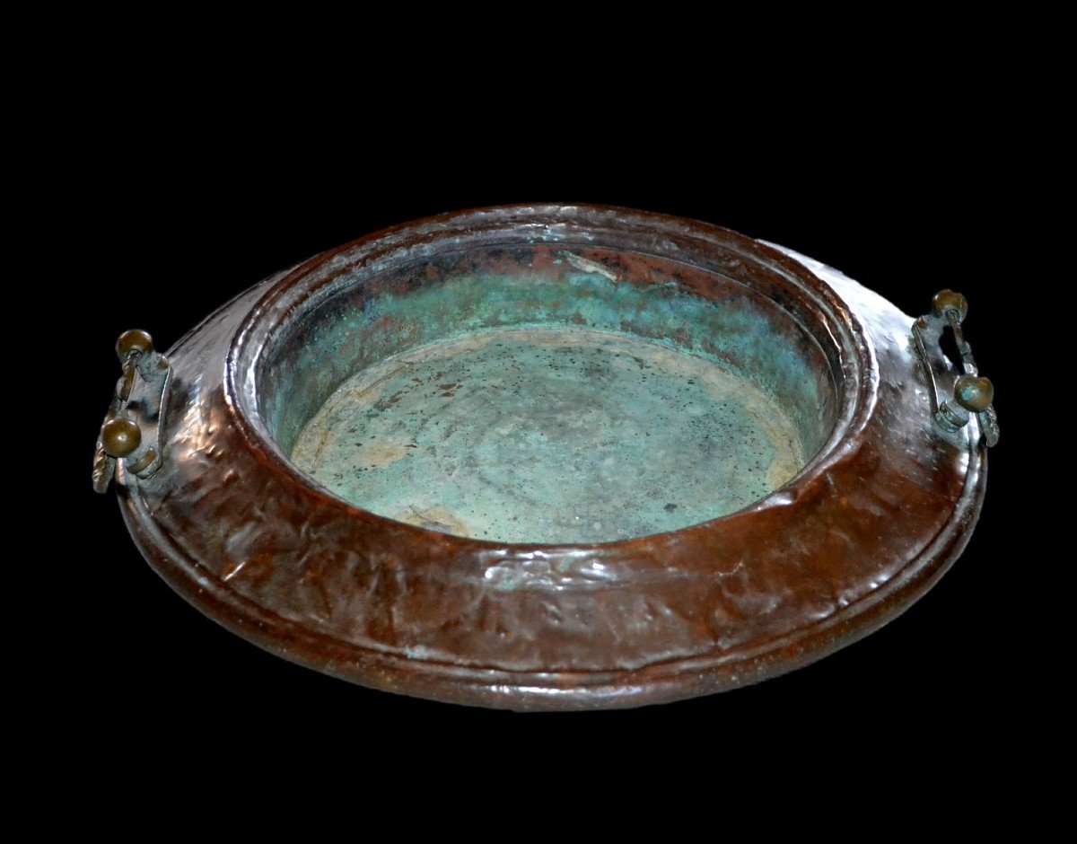  Important Antique 19th Century Copper Brazier, Or Perfume Burner, Central Asia-photo-2